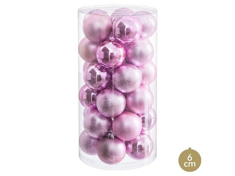 Коледни топки Розов Пластмаса Ø 6 cm (30 броя)