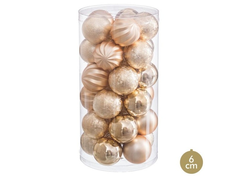 Коледни топки Златен Пластмаса Ø 6 cm (30 броя)