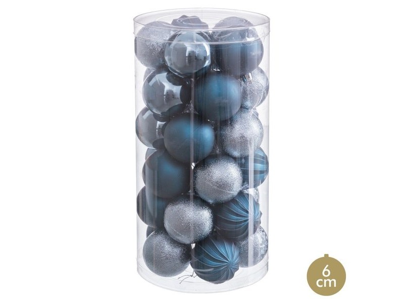 Коледни топки Син Пластмаса Ø 6 cm (30 броя)