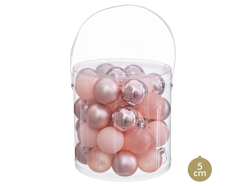 Коледни топки Розов Пластмаса Ø 5 cm (40 броя)