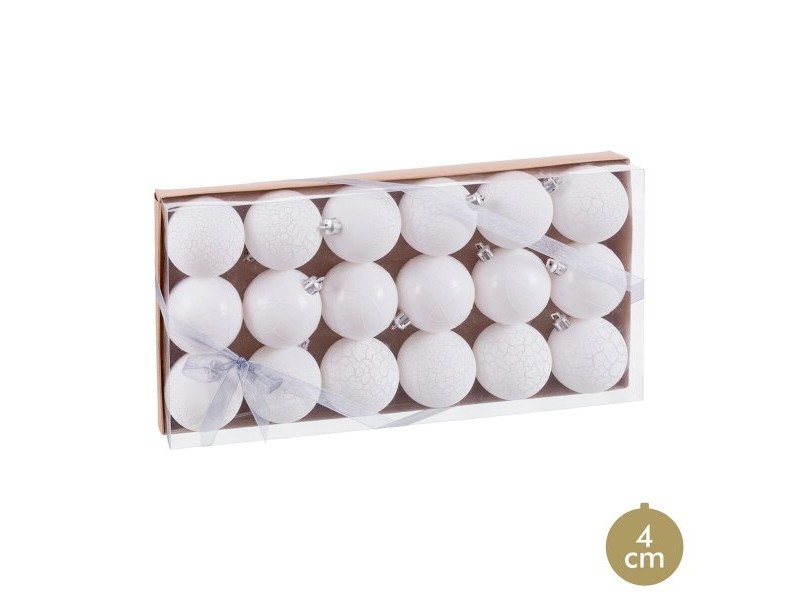 Коледни топки Бял Пластмаса Ø 4 cm (18 броя)