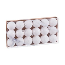 Коледни топки Бял Пластмаса Ø 4 cm (18 броя)