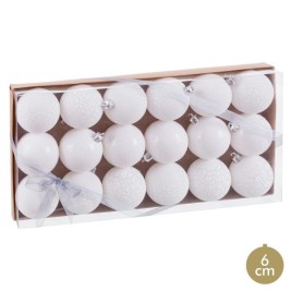 Коледни топки Бял Пластмаса Ø 6 cm (18 броя)