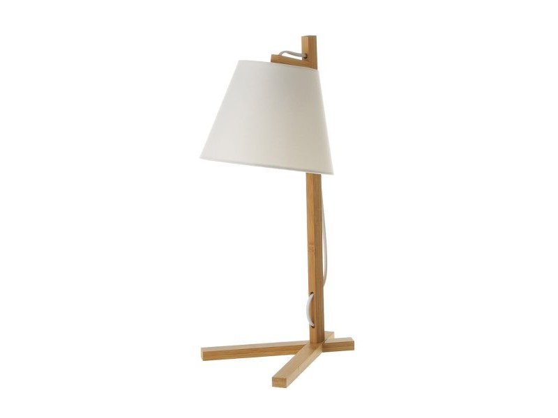 Настолна лампа Бял Естествен Бамбук 40 W 220-240 V 27 x 21 x 50 cm