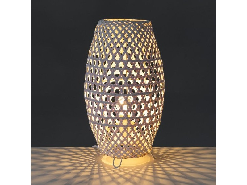 Настолна лампа Бял Метал Бамбук 40 W 220-240 V 20 x 20 x 37 cm
