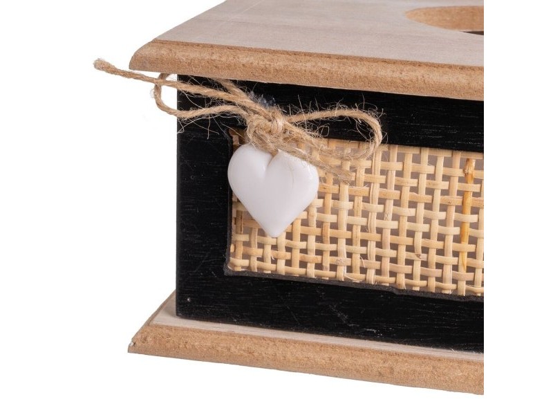 Кутия за кърпички HEARTS Дървен Тръстика Дървен MDF 27 x 16 x 9 cm
