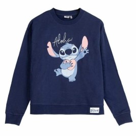 Дамски суичър без качулка Stitch Тъмно синьо XL