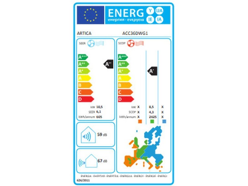 Канален климатик Artica ACC36DWG1 Wi-Fi 10000 W