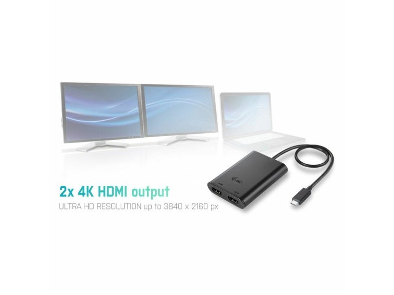 Адаптер за DisplayPort към HDMI i-Tec C31DUAL4KHDMI        Черен 4K Ultra HD