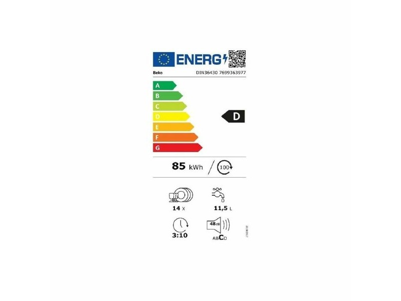 Съдомиялна BEKO DIN36430 Бял 60 cm (60 cm)