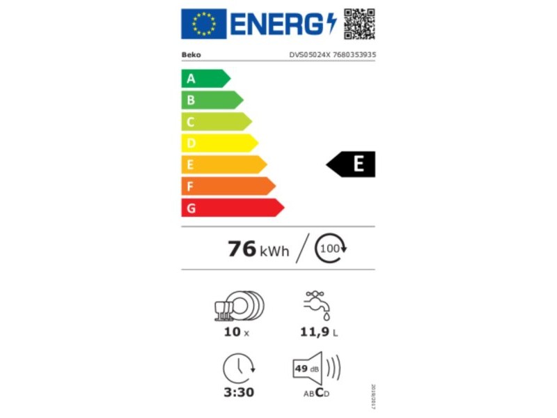 Съдомиялна BEKO DVS05024X Неръждаема стомана (45 cm)