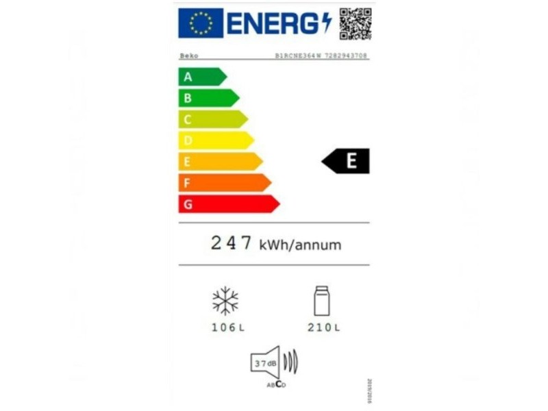 Комбиниран хладилник BEKO B1RCNE364W Бял Черен (186 x 60 cm)