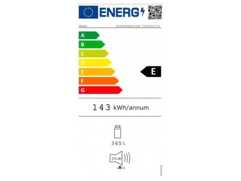 Хладилник BEKO B3RMLNE444HW Бял (185 X 60 CM)