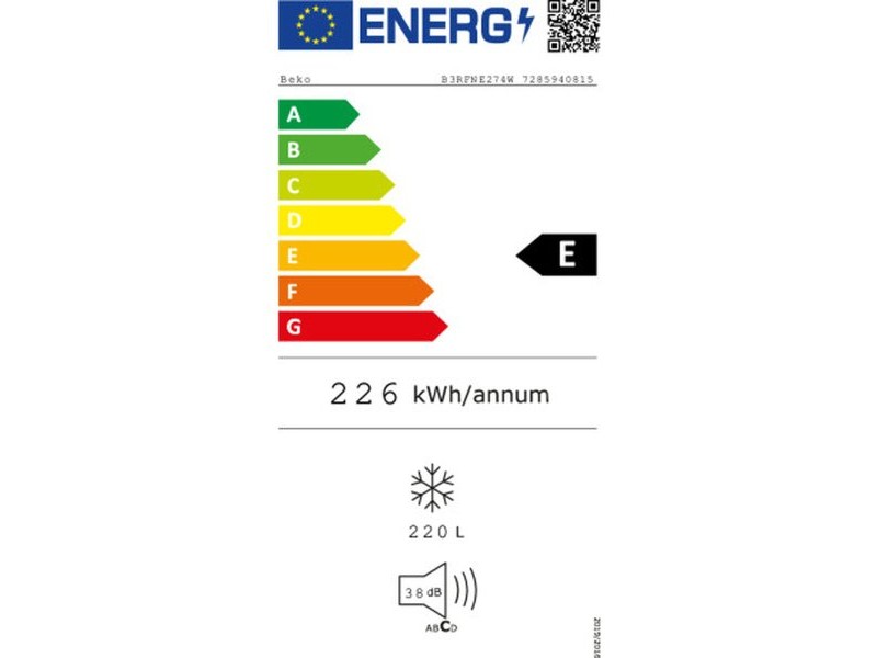 фризер BEKO B3RFNE274W Бял 220 L