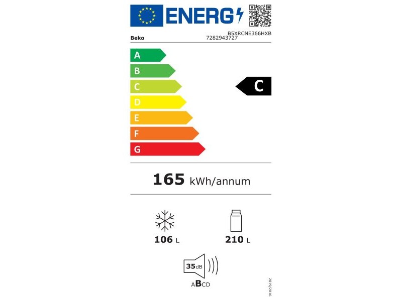 Комбиниран хладилник BEKO B5XRCNE366HXB Стомана 366 L