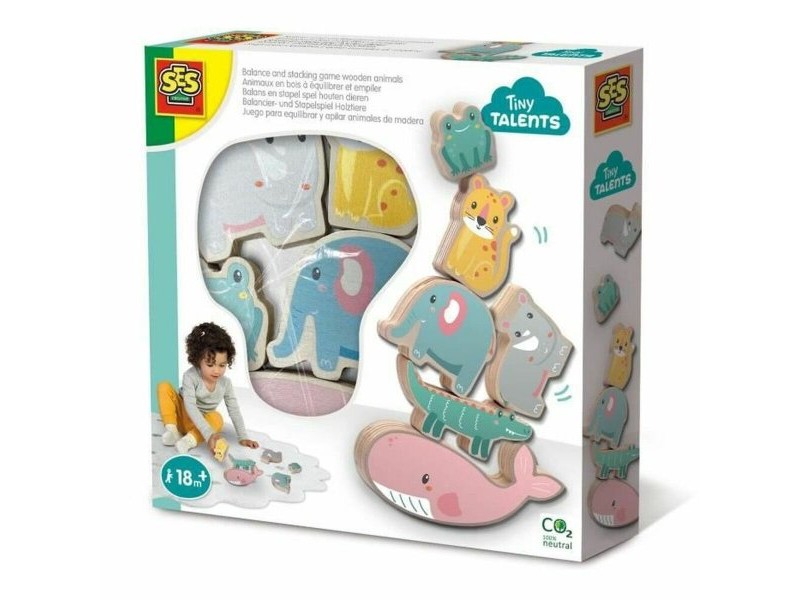 Playset SES Creative Wooden animals to balance and stack