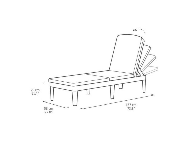 Lamamistool Allibert Jaipur Тъмно сив 187 x 58 x 29 cm