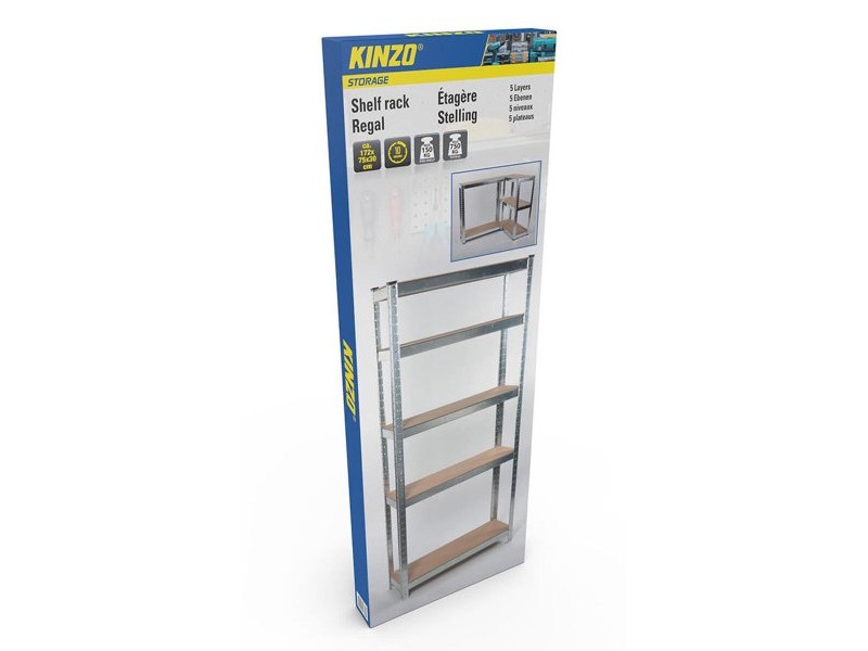 Лавица Kinzo Дървен Неръждаема стомана 5 Рафтове 750 kg 75 x 30 x 172 cm