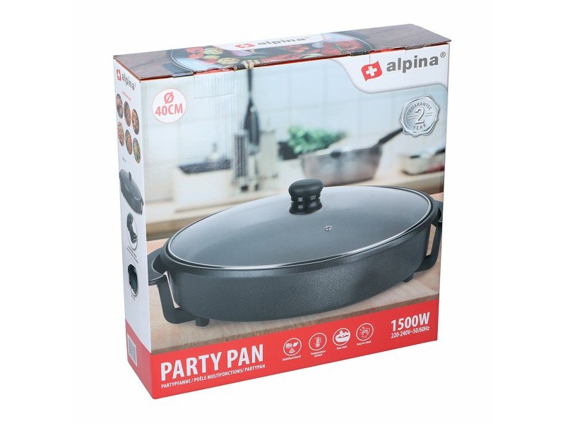 Мултифункционален Грил Тиган Alpina Ø 40 cm Cтъкло