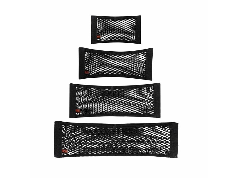 Мрежа за съхранение за автомобил Black & Decker Черен 40/50/60/80 x 25 cm 4 Части