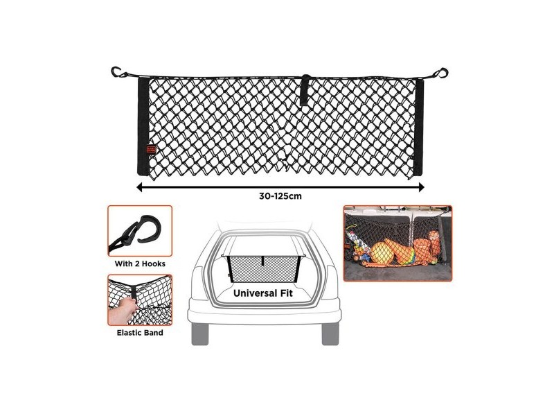 Мрежа за Багажника Black & Decker Черен 30-125 x 82 cm