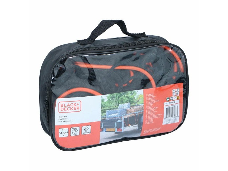Мрежа за ремарке Black & Decker 1,6 x 2,5 m Черен Пластмаса