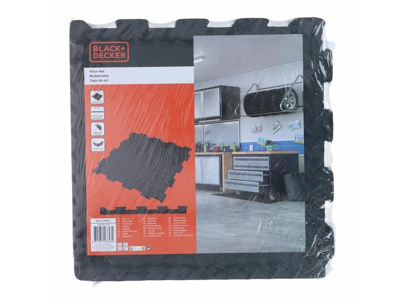 Плочки от EVA пяна Black & Decker Черен Гума Ева 40 x 40 cm (6 Части)