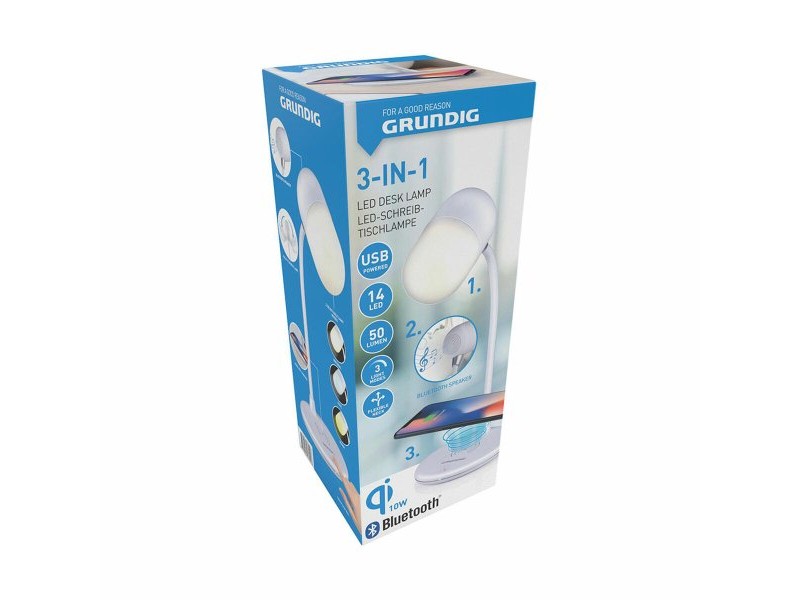 LED лампа с Колона и Безжично Зарядно Grundig Бял 10 W 50 lm Ø 12 x 26 cm Пластмаса 3 в 1
