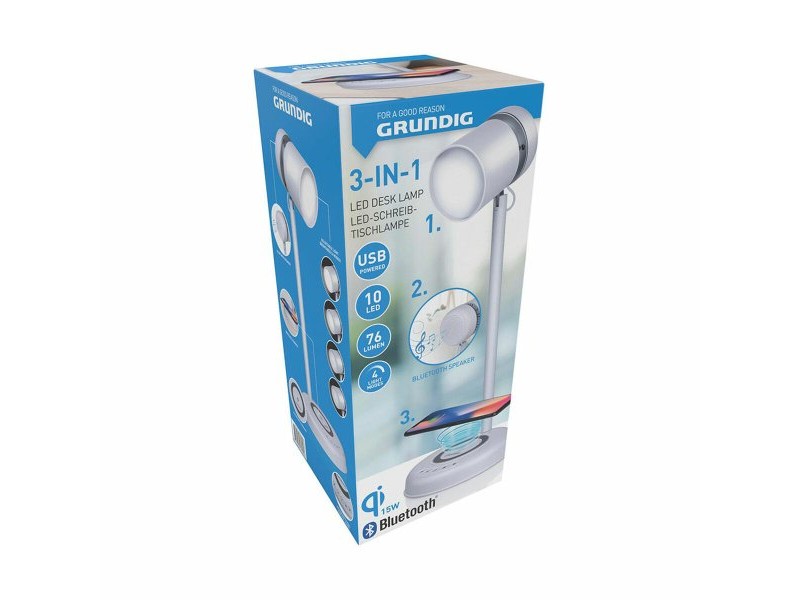 LED лампа с Колона и Безжично Зарядно Grundig Бял 15 W 76 Lm Ø 12 x 34 cm Пластмаса 3 в 1