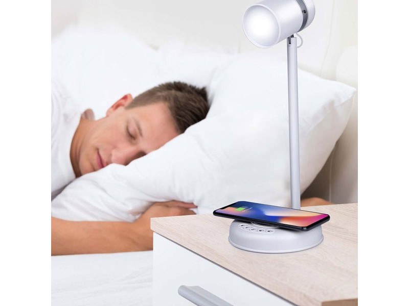 LED лампа с Колона и Безжично Зарядно Grundig Бял 15 W 76 Lm Ø 12 x 34 cm Пластмаса 3 в 1
