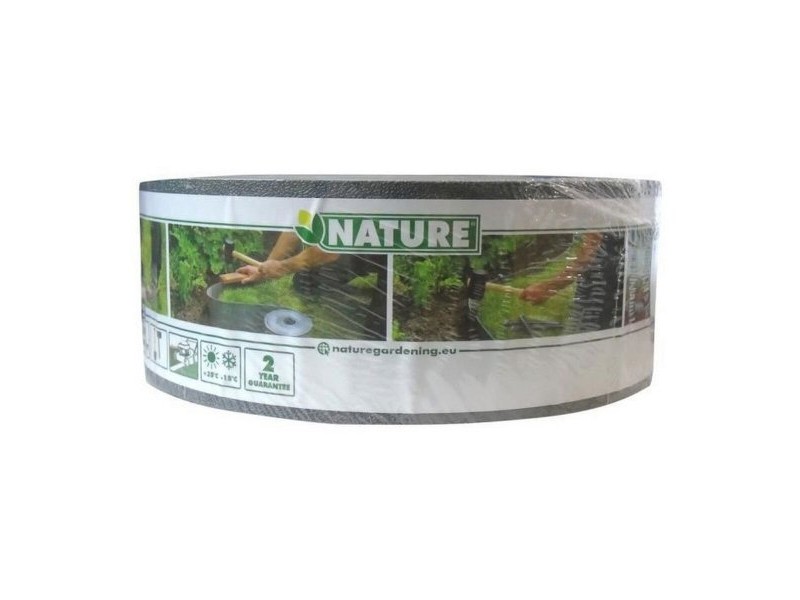 Градинска Ограда Nature Сив полиетилен 7,5 cm x 10 m