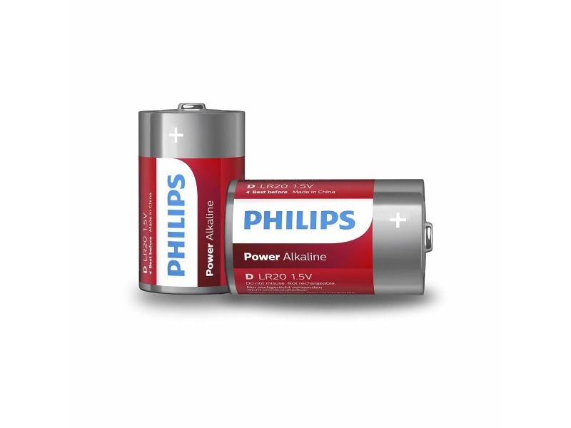 Алкални батерии Philips Power LR20 1,5 V Вид D (2 броя)