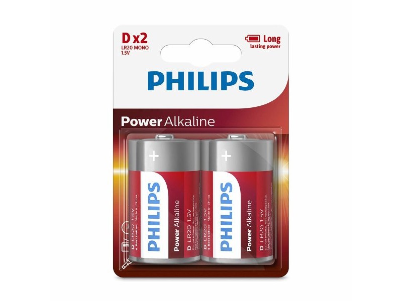 Алкални батерии Philips Power LR20 1,5 V Вид D (2 броя)