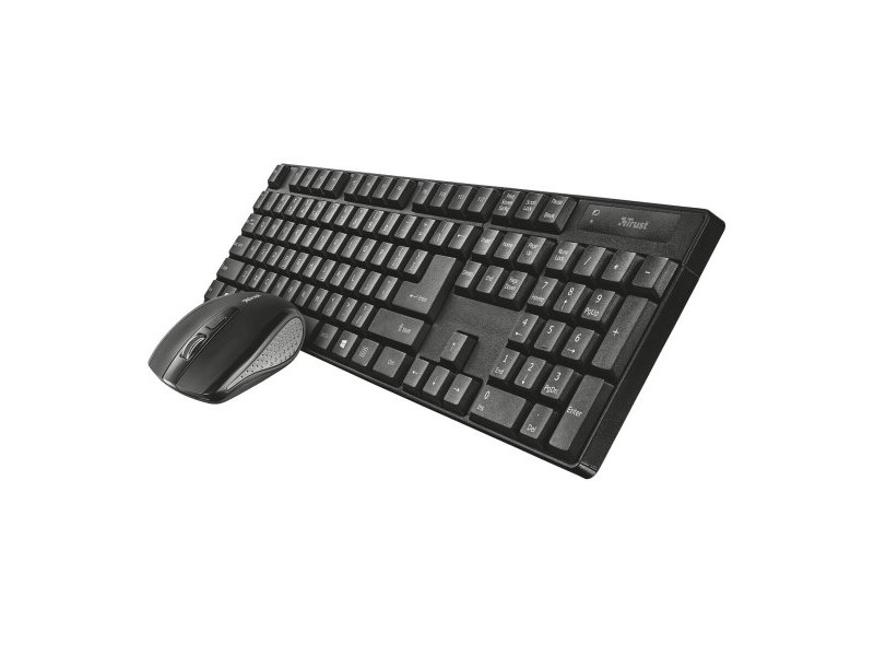Клавиатура с мишка Trust Qoby Черен QWERTY 4 Части