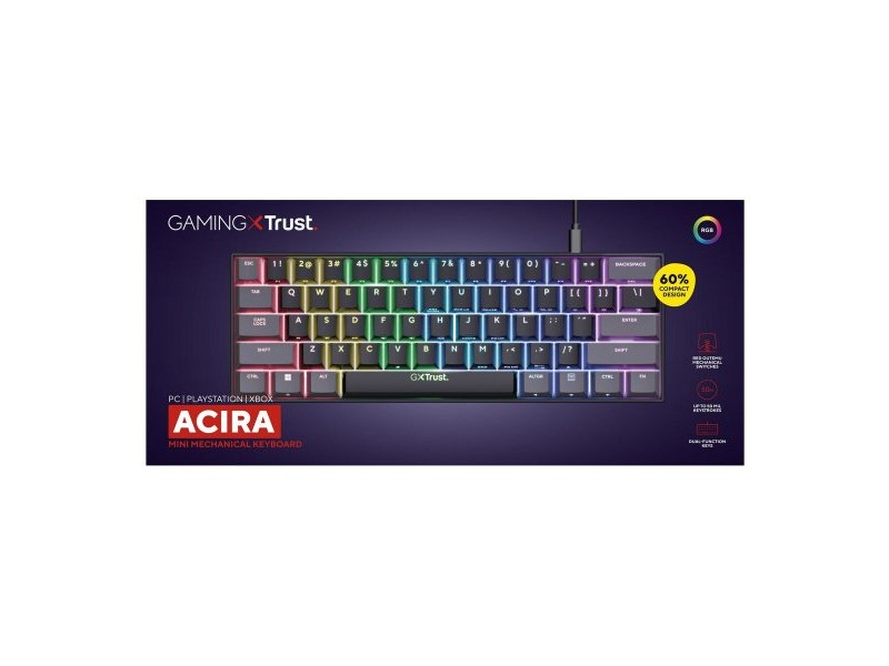 Клавиатура за игри Trust GXT 867 Acira Черен Многоцветен QWERTY Qwerty US