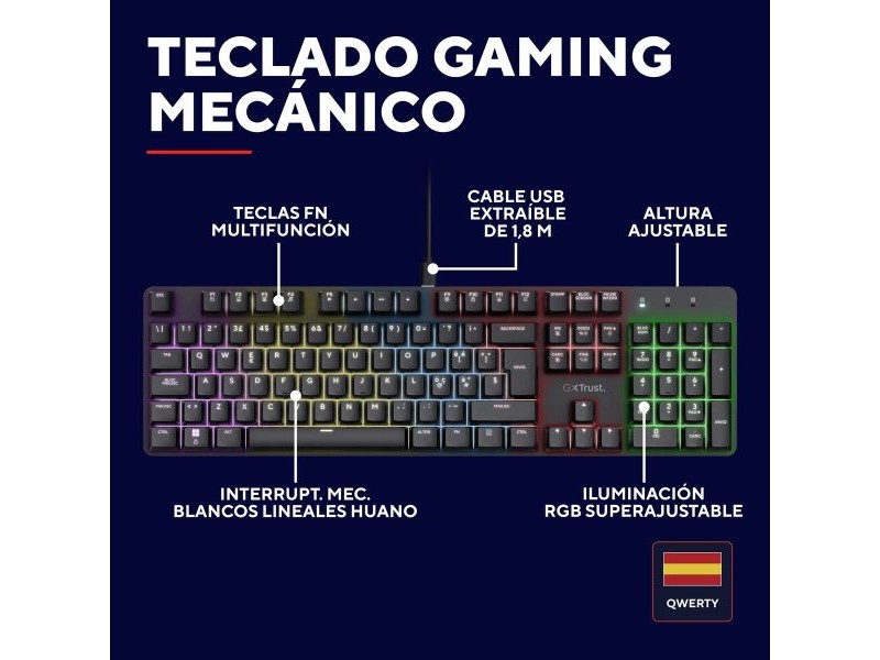 Клавиатура за игри Trust 25682 Черен Испанска Qwerty