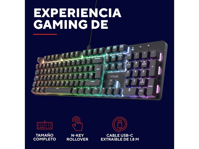 Клавиатура за игри Trust 25682 Черен Испанска Qwerty