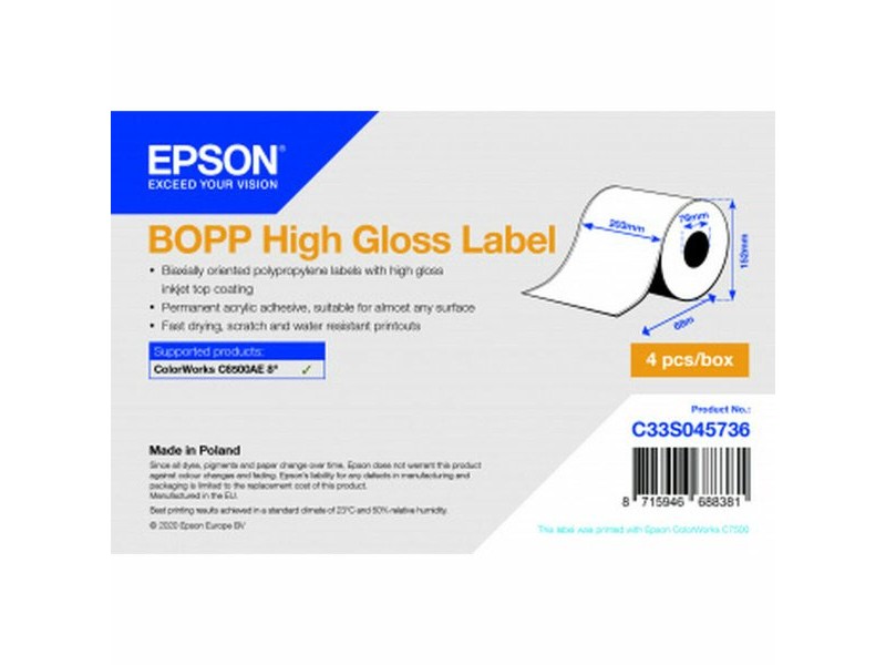 Етикети за принтер Epson C33S045736 Ярък Ø 70 mm (4 броя)
