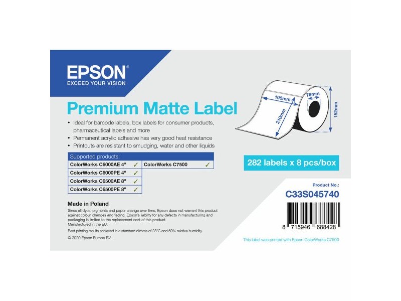 Етикети за принтер Epson C33S045740 Ø 76,2 mm (1 броя) (18 броя)