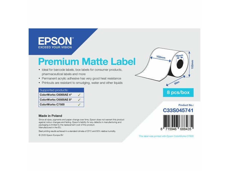Етикети за принтер Epson C33S045741 Ø 76,2 mm (1 броя) (18 броя)
