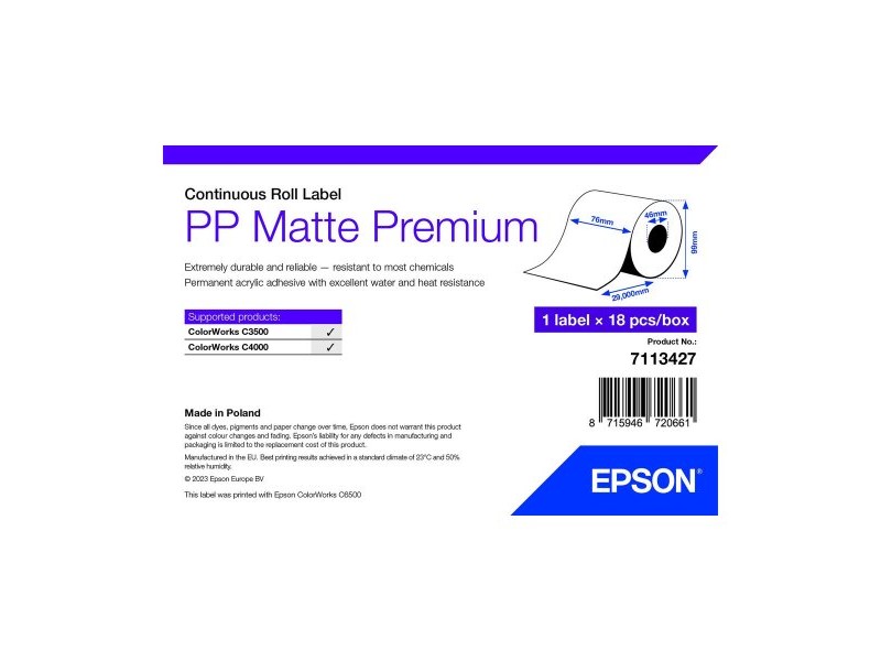 Хартия за Печат Epson 7113427 Бял (18 броя)