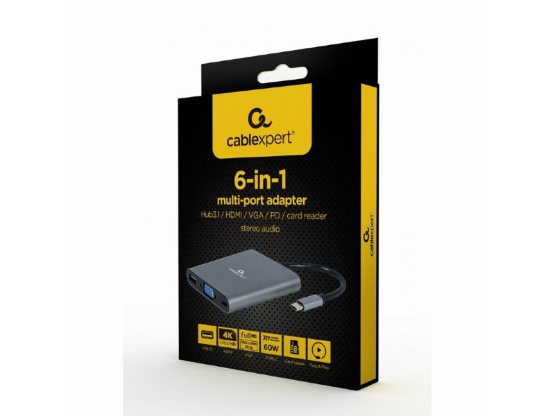 USB извод GEMBIRD A-CM-COMBO6-01 Сив