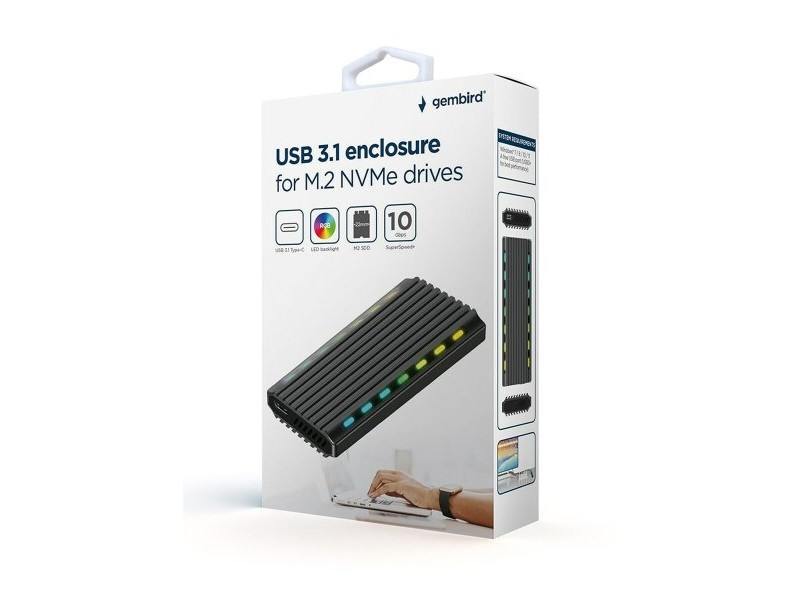 Външна кутия GEMBIRD EE2280-U3C-03 Черен USB USB-C