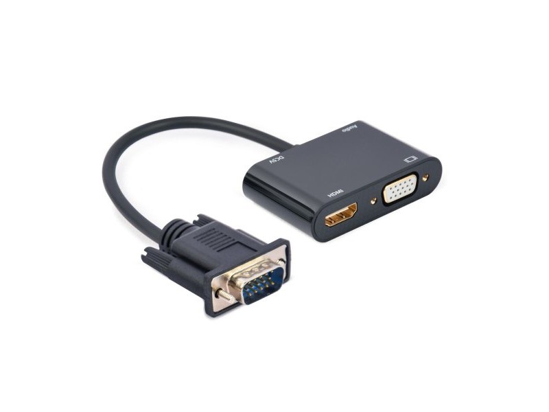 Адаптер за VGA към HDMI с аудио GEMBIRD A-VGA-HDMI-02 Черен