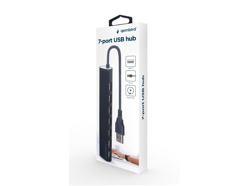 USB извод GEMBIRD UHB-U2P7-04 Черен
