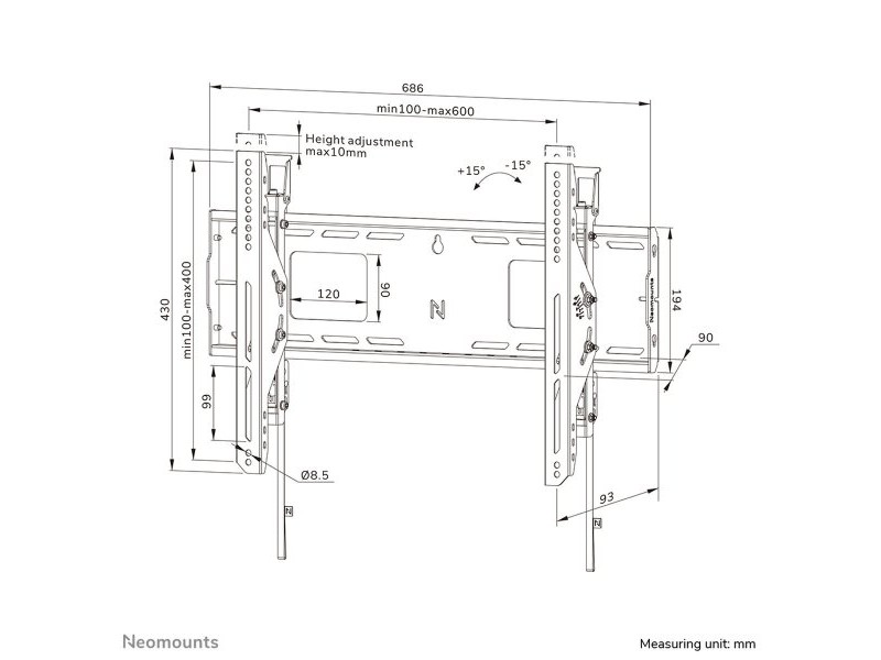 Поставка за телевизор Neomounts WL35-750BL16 42