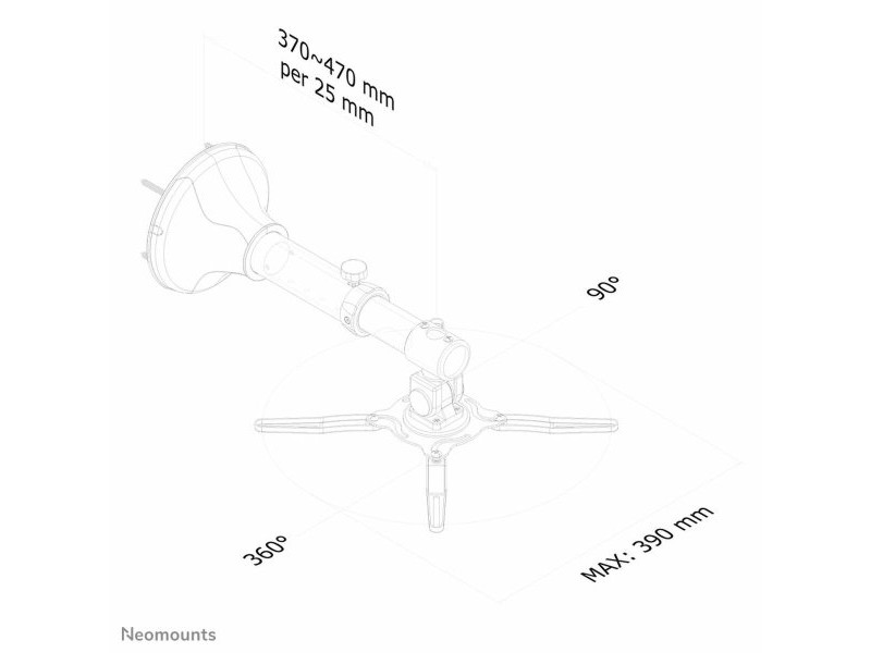 Наклонена стойка за таван за проектор Neomounts BEAMER-W050BLACK Черен