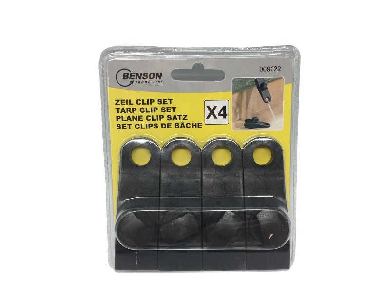 Awning and tarpaulin clamps set Bensontools Клипс Черен 4 броя Ø 0,27 x 8 x 3 cm