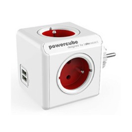 Куб с Много Изходи Allocacoc PowerCube Original USB Type E Червен