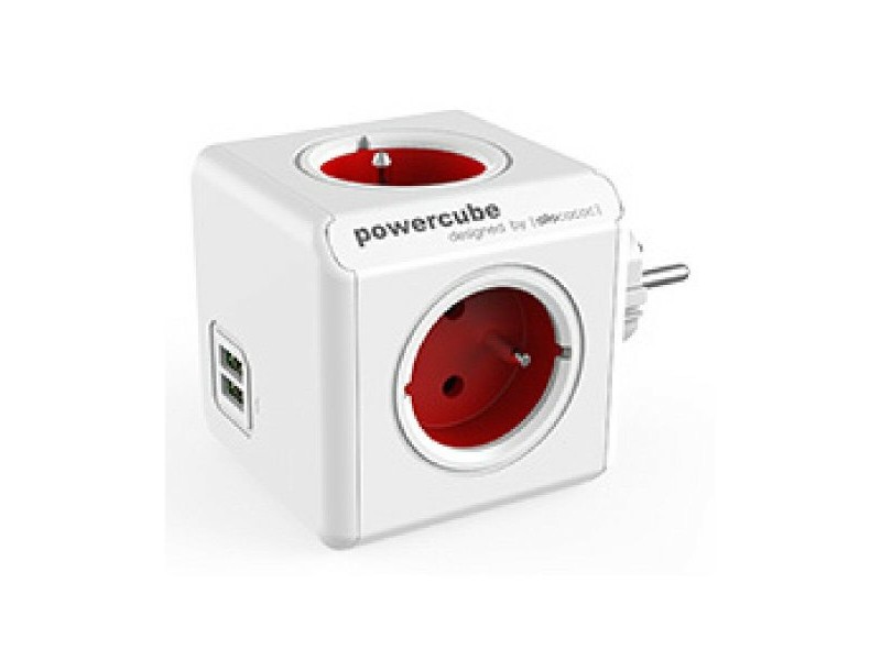 Куб с Много Изходи Allocacoc PowerCube Original USB Type E Червен